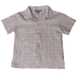 Oscar de la Renta Boys 6Y Cotton Red‎ White Blue Check Short Sleeve Buttoned Top